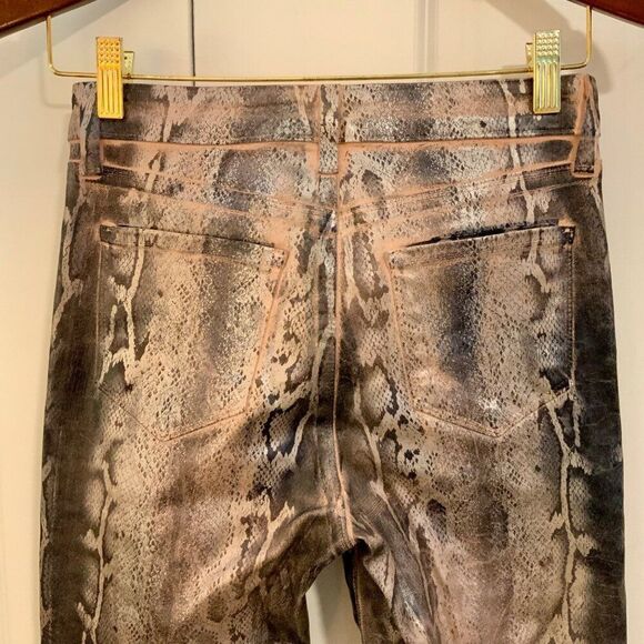 L’AGENCE Margot Paloma Snakeskin Print Coated Stretch Skinny Jeans Size 26 - Picture 8 of 13